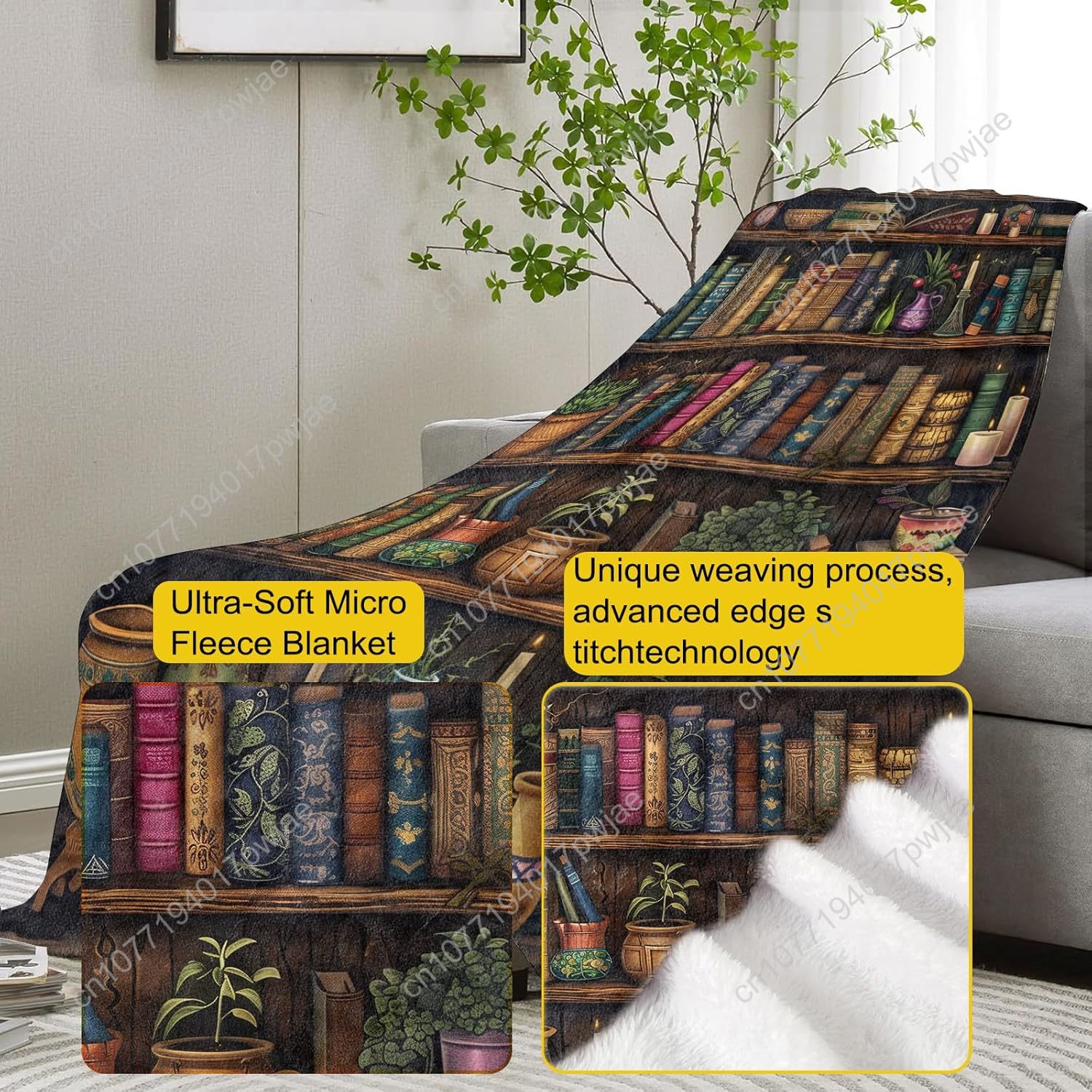Vintage Bookshelf Blanket Read - Vintage Home Textiles recensie en prijs