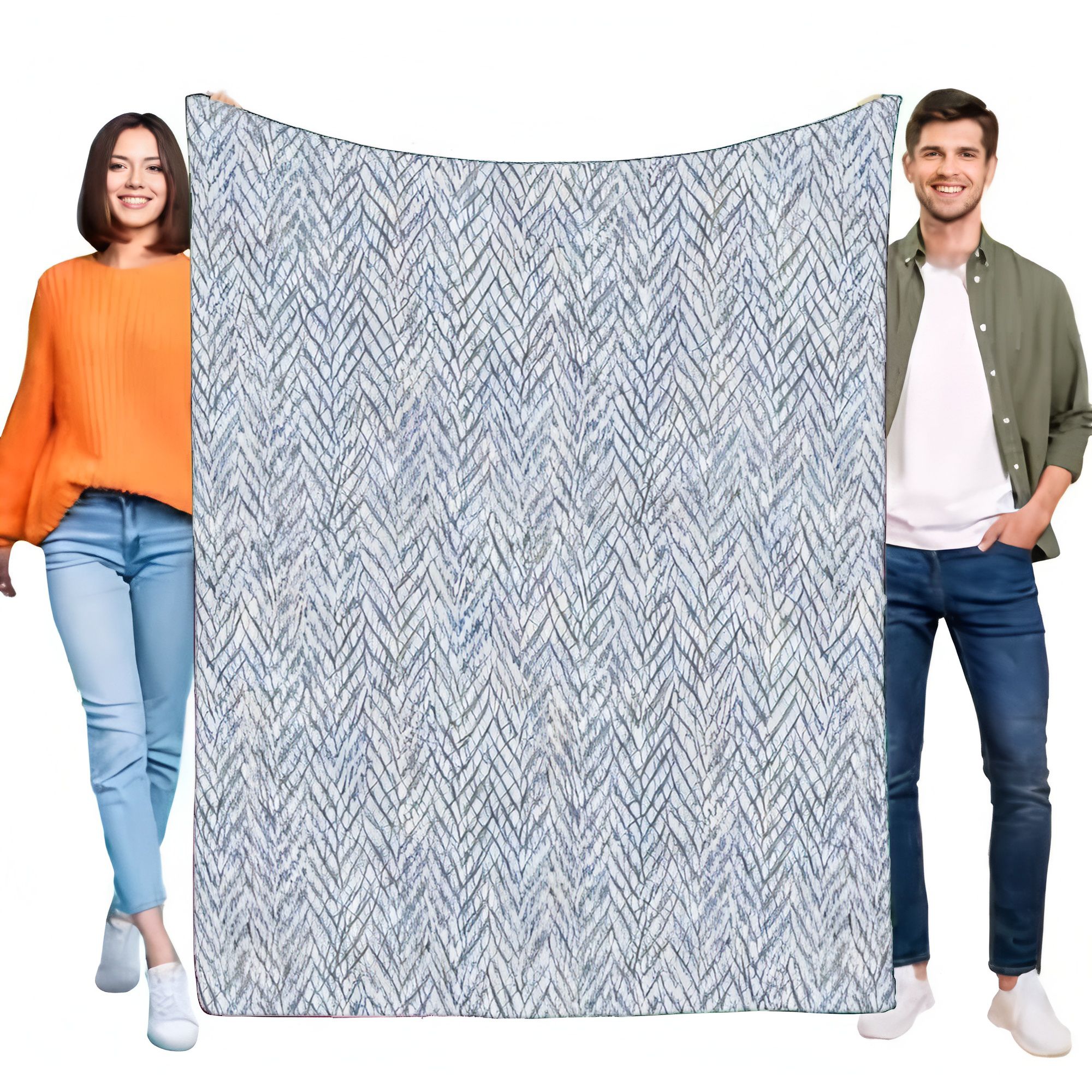 Modern Blue White Herringbone  - Wool Blanket Herringbone recensie en prijs